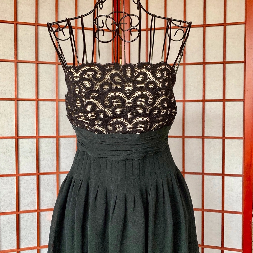 Jones NY Strapless Lace Bodice Cocktail Midi